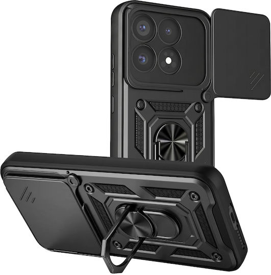 Avizar Handyhülle Xiaomi 17 Ring Stand Schiebe Kameraabdeckung Schwarz