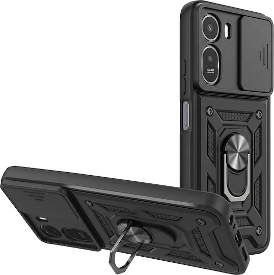 Avizar Case Redmi A7 Pro Ring Stand Sliding Camera Cover Black