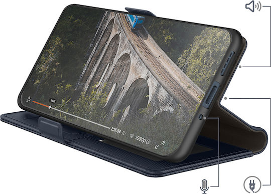 Avizar Handyhülle Realme 16 Pro Texturiertes Leder Effekt Spiegel Kartenfach Nachtblau