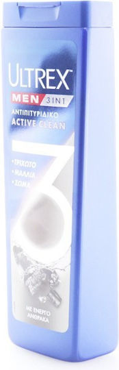 Ultrex Men Active Clean 3 In 1 Σαμπουάν κατά της Πιτυρίδας για Όλους τους Τύπους Μαλλιών 360ml