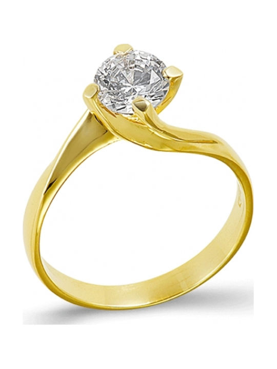 FenixJewelry Μονόπετρο από Χρυσό 14K