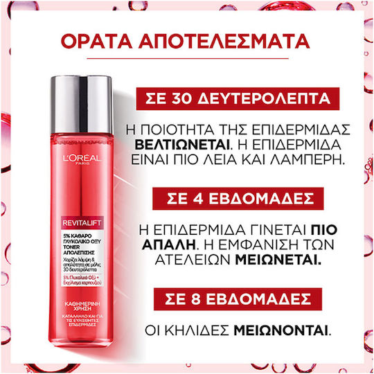 L'Oreal Paris Revitalift 5% Glycolic Acid Υγρό Τόνωσης Προσώπου με Γλυκολικό Οξύ, Σαλικυλικό Οξύ & Πανθενόλη 180ml
