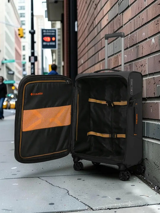 Travelite Medium Fabric Travel Suitcase Black Height 67cm