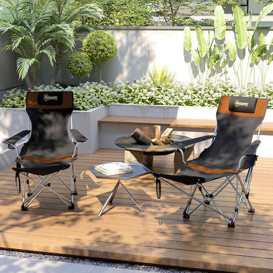 Outsunny Καρέκλα Παραλίας Μαύρη Σετ 2τμχ