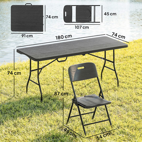 Outsunny Beach Chair Black Waterproof Set 5pcs