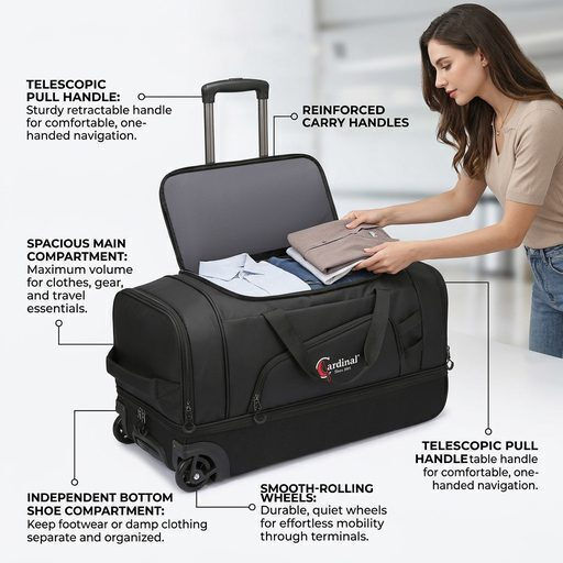 Cardinal Sak Voyage 105l Black with Wheels Fabric L75xW36xH39cm