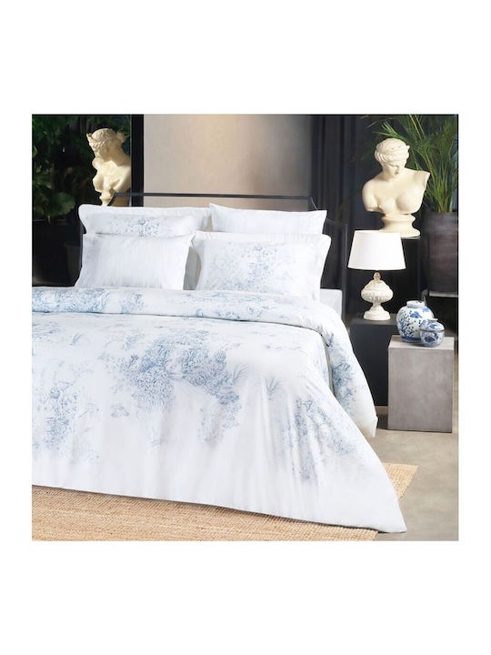 Tac Set Huse Pentru Pilote 200x220cm Dublu Cu 4 Fețe De Pernă & 1 Cearceaf Albastru