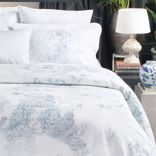Tac Duvet Cover Set 200x220cm Double With 4 Pillowcases & 1 Bed Sheet Blue