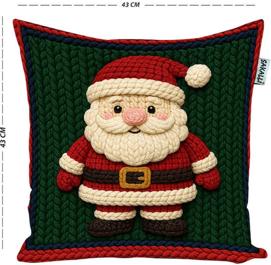SteweHome Weihnachtsdekorative Kissen Bezug Thema Weihnachten Stickerei Design Santa Claus Rot 43x43 cm