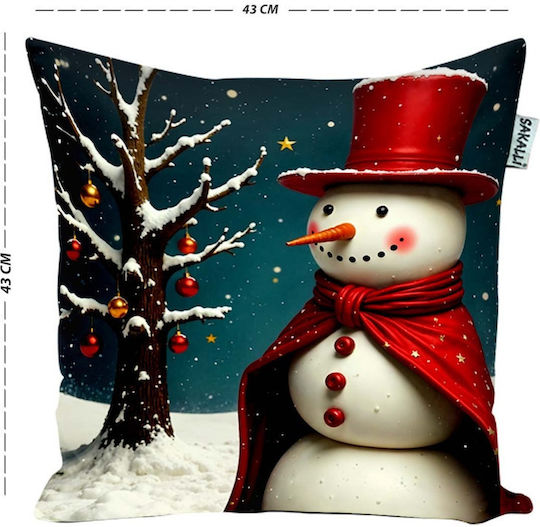 Stewehome Set 2 Stücke Weihnachtsdekorative Kissenbezüge Muster Santa Claus Schneemann Rote 43x43 cm