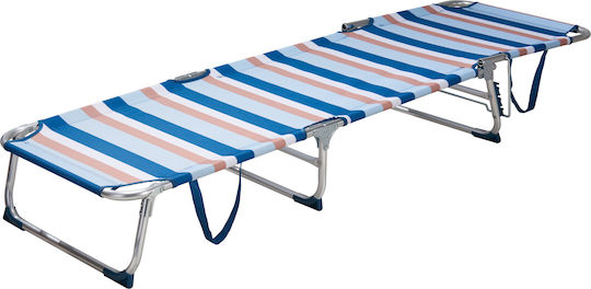 Camping Blue Foldable Aluminum Beach Sunbed 187x57cm