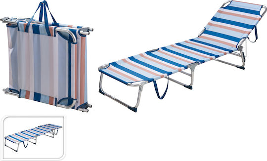 Camping Blue Foldable Aluminum Beach Sunbed 187x57cm