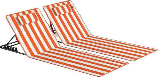 Outsunny Beach Sunbeds Orange Foldable Steel with Pillow 2 Pieces