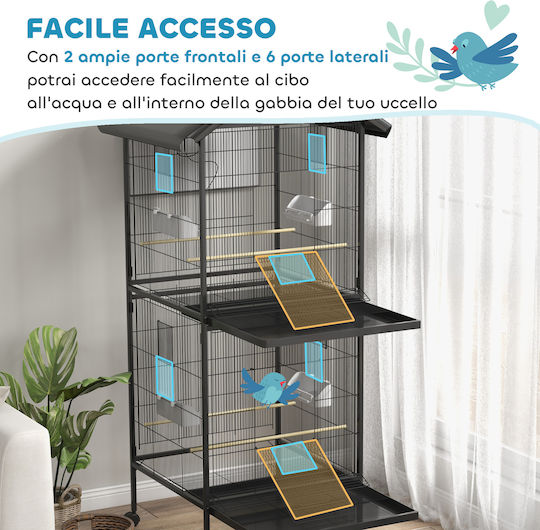 Pawhut Colivie Pentru Păsări 71.8x71.8x170.2cm Neagră