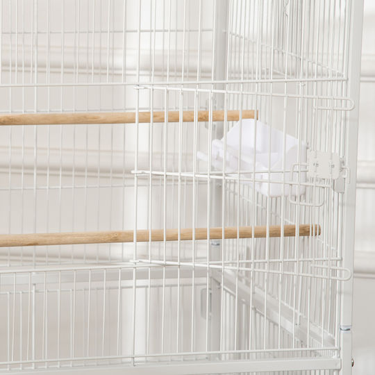 Pawhut Holz Vogelkäfig 78x52x132cm Weiß