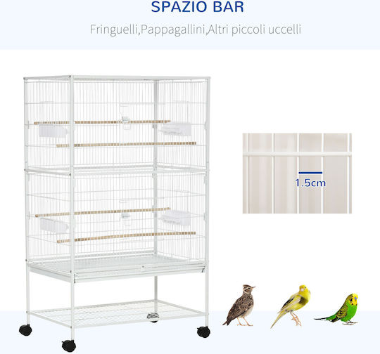 Pawhut Holz Vogelkäfig 78x52x132cm Weiß