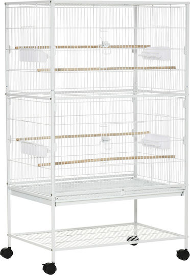 Pawhut Holz Vogelkäfig 78x52x132cm Weiß