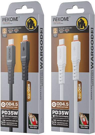 WK Braided USB-C to Lightning Cable Μαύρο 1m