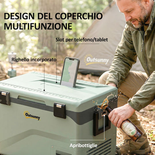 Outsunny Φορητό Ψυγείο 42.5lt 100-240V Πράσινο