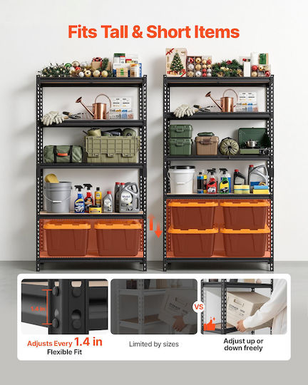 Vevor Dexion Shelf 102.5x51.7x181.3cm With 5 Shelves Total Load Capacity 1134kg