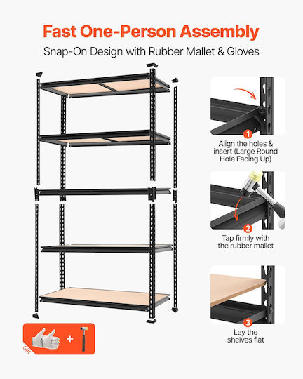 Vevor Dexion Shelf 102.5x51.7x181.3cm With 5 Shelves Total Load Capacity 1134kg