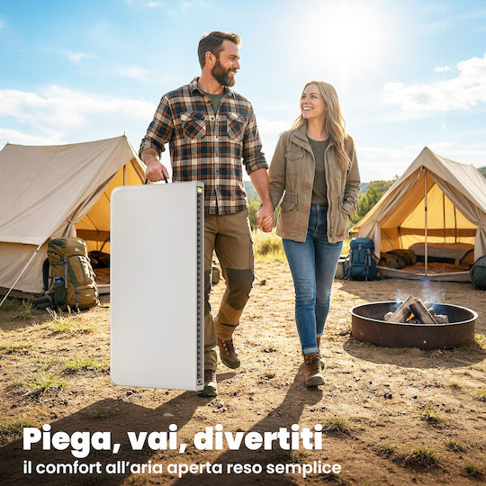 Outsunny Metal Camping Table Folding 86x86x74cm White