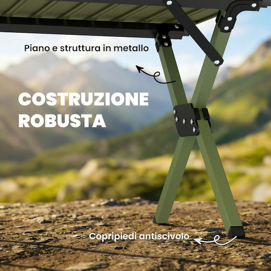 Outsunny Τραπέζι Μεταλλικό για Camping Πτυσσόμενο 116x59x43cm Πράσινο