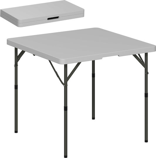 Outsunny Metal Camping Table Folding 86x86x74cm White