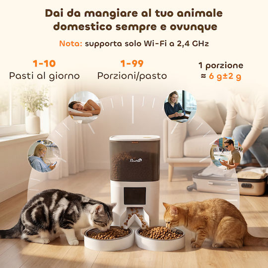Pawhut Automatic Stainless Steel Food Bowl for Cat 2 x 6L 37x36x35cm