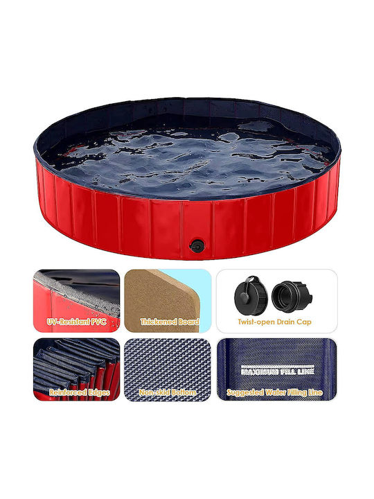 Piscină Pentru Câini 80cm Roșie 1 Bucată