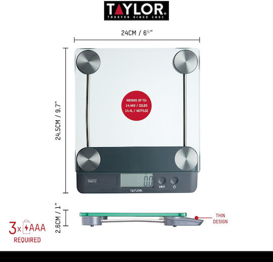 Taylor USA Дигитална Кухненска Везна До 14.4кг Кафява