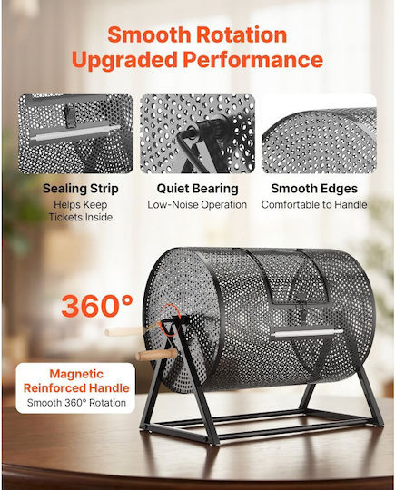 Rotating Raffle Ticket Drum Vevor 410 X 302 Mm Holds 5000 Tickets Or 200 Ping Pong Balls Raffle Cage Reinforced Handle Stable Triangular Base Events Gatherings Black