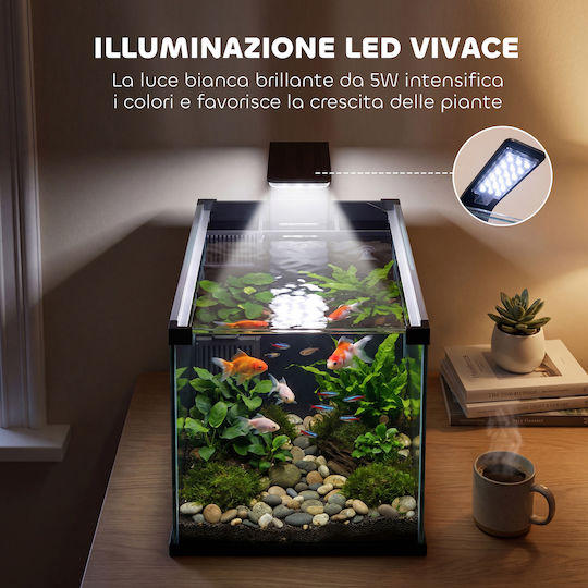 Pawhut Fish Aquarium Capacity 24L with Lighting Filter Beige