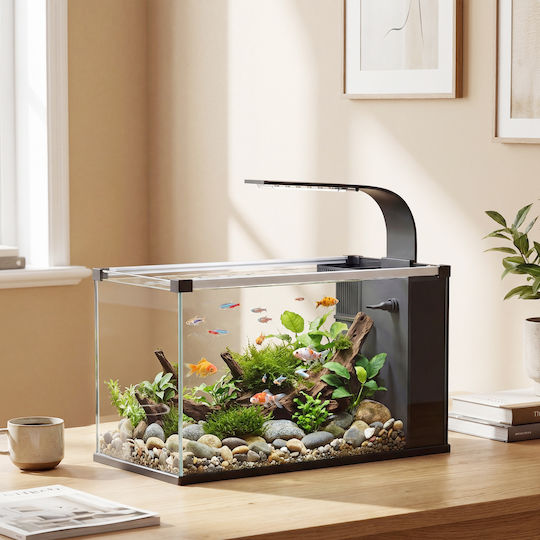 Pawhut Fish Aquarium Capacity 24L with Lighting Filter Beige