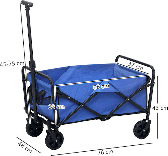 Foldable Metallic Garden Cart 62l 76x48x86cm