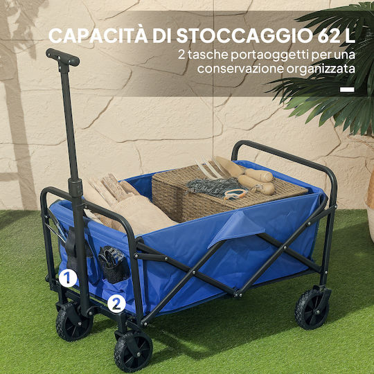 Foldable Metallic Garden Cart 62l 76x48x86cm