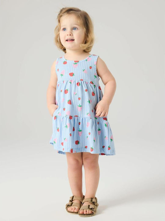 Girls Sleeveless Dress Chambray Blue Whales
