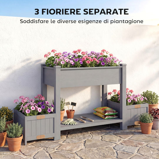 Outsunny Holz Blumenkasten Grau 149x46x76cm