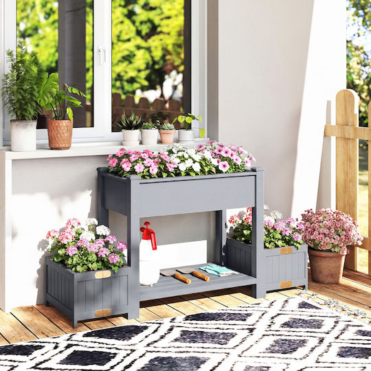 Outsunny Holz Blumenkasten Grau 149x46x76cm