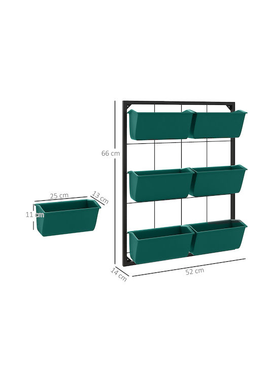 Outsunny Metal Flower Pot Green 52x14x66cm