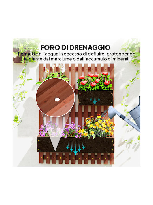 Outsunny Wooden Brown Planter Box 60x16x80cm