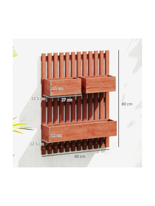 Outsunny Wooden Brown Planter Box 60x16x80cm