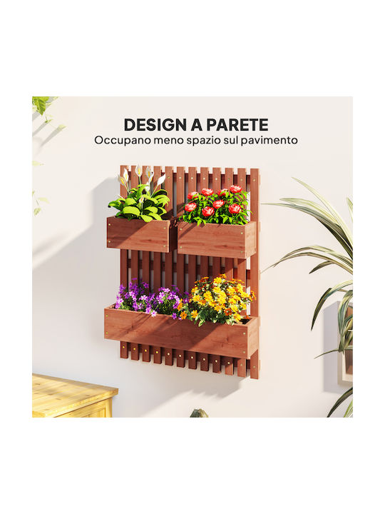 Outsunny Wooden Brown Planter Box 60x16x80cm
