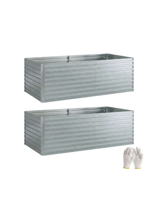 Outsunny Set of 2 Metallic Silver Flower Pots