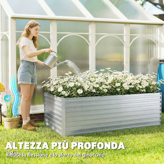 Outsunny Σετ 2 Γλάστρες Μεταλλικές Ασημί