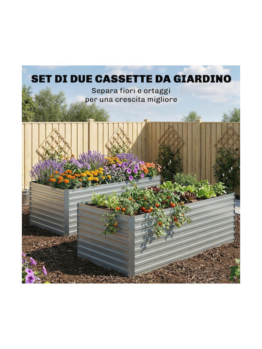 Outsunny Set of 2 Metallic Silver Flower Pots