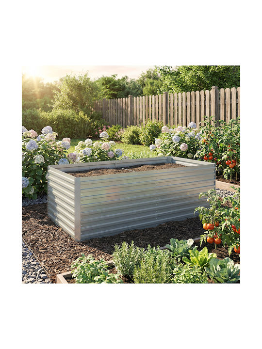 Outsunny Set of 2 Metallic Silver Flower Pots