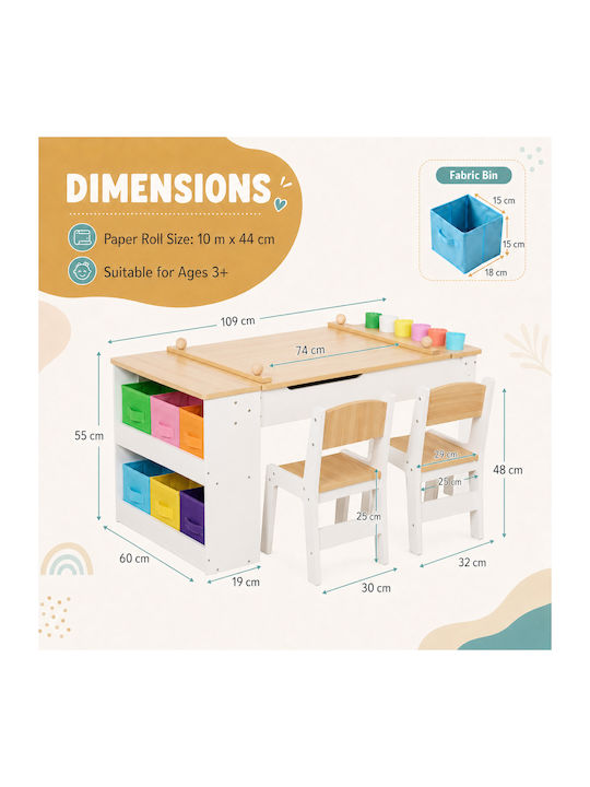 Kids Table Set with Chairs for Painting Made of Wood