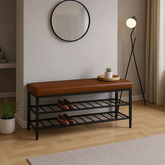 Hallway Furniture with Shoe Rack & Bench Brown/Black 80x30x50cm
