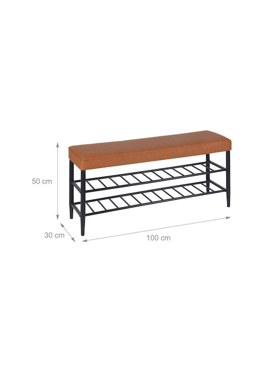 Mobilier Hol cu Suport pentru Pantofi și Bancă Maro/Negru 80x30x50cm